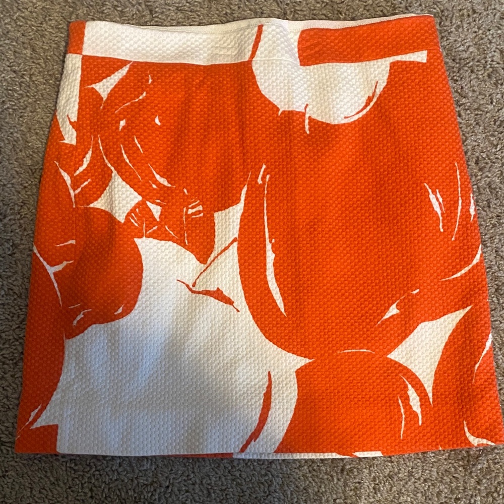 J. Crew Vibrant Orange and White Mini Skirt